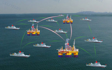 Remote IP Mesh communication transmission scheme for an offshore oil construction platform